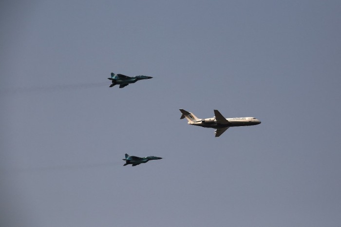 The observation group says the Myanmar military has started accepting Su-30 fighters from Russia