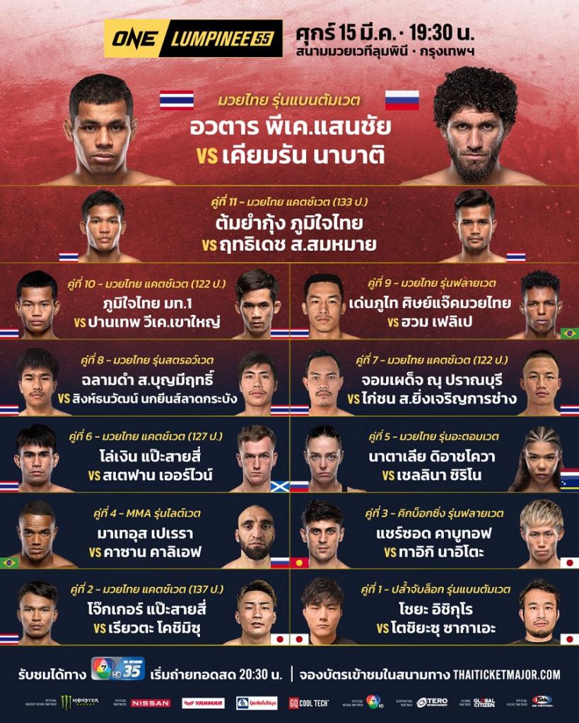 Channel 7HD Presents Hot Boxing Program: ONE Lumpini 55, Avatar vs. Kiamran, Fairtex Fight, Muay Thai 7 Colors – Live Streaming Details!